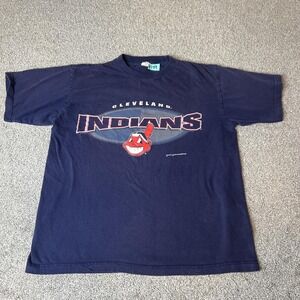Vintage Cleveland Giants Shirt Mens Large Blue MLB‎ Baseball Graphic Drip 90s